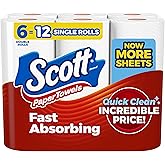 Scott Paper Towels, Choose-A-Sheet, 6 Double Rolls = 12 Regular Rolls (108 Sheets Per Roll)