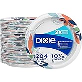 Dixie Large Paper Plates, 10 Inch, 204 Count, 2X Stronger*, Microwave-Safe, Soak-Proof, Cut Resistant, Disposable Plates For 