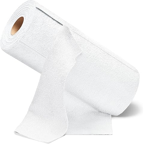 Fantasticlean Kitchen Dish Towels, Tear-Away Microfiber Towel Roll, Super Absorbent, Reusable Premium Dishcloths, Fast Drying Dish Rags, 50 Sheet, 12'' x 12'' (White)