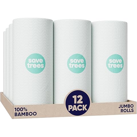 Save Trees Bamboo Paper Towels 12pk - 1800 Sheets Paper Towel Rolls Ultra Absorbent & Durable EcoTowels - FSC-Certified, Vegan Bamboo Kitchen Rolls