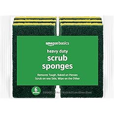 Amazon Basics Cleaning Sponges, Multipurpose, Heavy Duty Scrub Sponges, Yellow/Green, 6-Pack