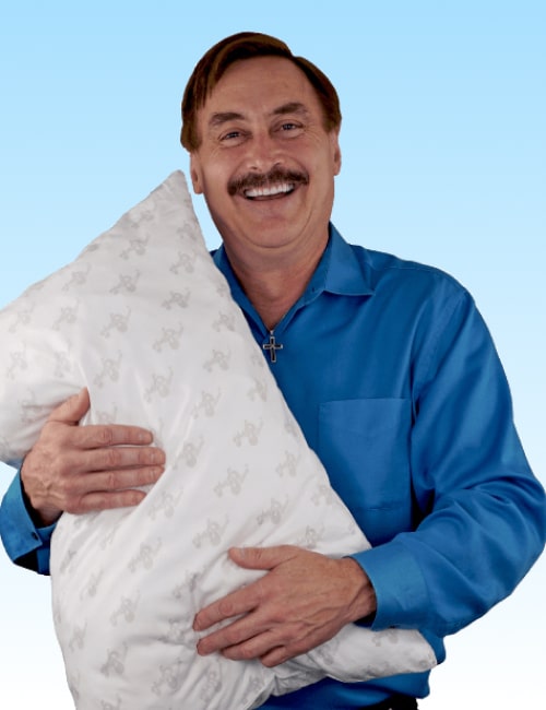 Mike Lindell holding MyPillow