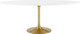 Tulip 48" Round Mid-Century Modern Dining Table with White Wood Top and Gold Base By Mod Savy