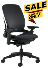 Steelcase, Leap, Chair, V2, Black, Fabric, + 4-Way Adjustable Armrests,